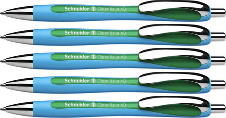 Schneider Schreibgeräte Schneider Kugelschreiber – Slider Rave – Feder xb – Schreibbreite 1,4 mm – Schreibfarbe grün – 5 Stück – S-132504-5