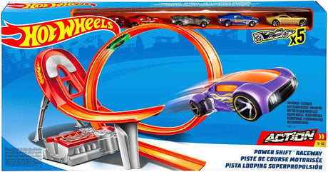Hot wheels power shift racebaan met 5 diecast