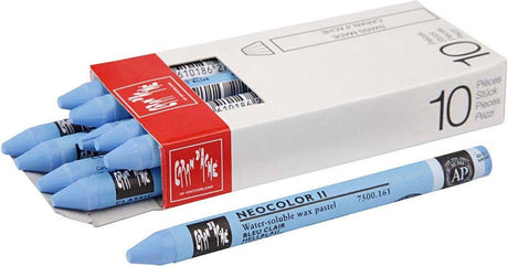 Caran d'Ache Wachsmalstifte | farbige Kreide | neocolor ii | hellblau hellblau (161) | l 10 cm | Dicke 8 mm | 10 Stück