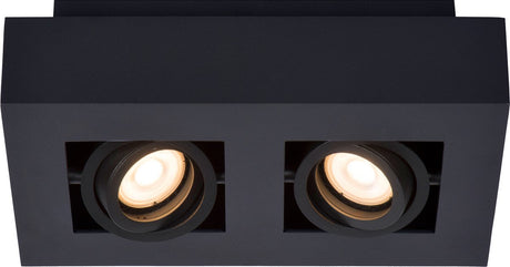 Lucide xirax - plafondspot (plafondlamp) - led dim to warm - gu10 (mr16) - 2x5w 2200k 3000k - zwart