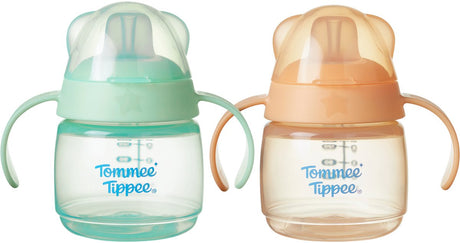 Tommee Tippee Trinkbecher – 2 Stück – 150 ml – auslaufsicherer Übungsbecher mit bissfester Schnabel – für Kleinkinder ab 4 Monaten – grün und orange