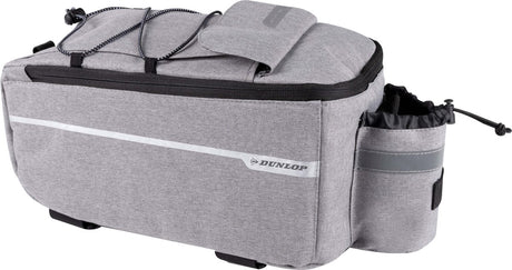 Dunlop Kühltasche für Fahrradgepäckträger – 7 Liter – Fahrradtasche – Klettverschluss – inkl. Zusätzliche Staufächer und Flaschenhalter – isolierende Innenschicht – mit Schultergurt – grau