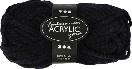 Creativ Company Fantasia Acrylgarn, L: 35 m, Maxi, Schwarz, 50 g 1 Knäuel
