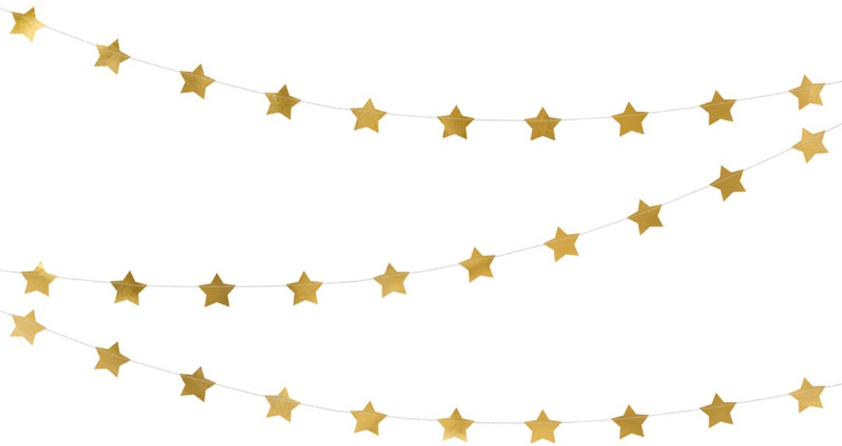 Partydeco slinger sterren goud (3,6 m)