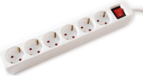 Value 6-voudige stekkerdoos met schakelaar, wit, 6 m