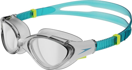 Speedo Biofuse 2.0 Schwimmbrille Damen – ergonomische Taucherbrille Erwachsene – Antibeschlag-UV-Schutz – professionelle Schwimmbrille mit Druckknopfverschluss – superweiche Dichtung – klares Blau