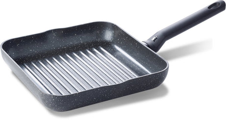 Bk universe grillpan 26x26cm - pfas-vrije antikleeflaag - grillpan inductie - keramische pan - ovenbestendig tot 160°c - koudgreep - zwart graniet