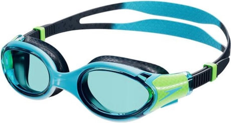 Speedo Biofuse 2.0 Schwimmbrille Kind - Ergonomische Taucherbrille Kinder 6-14 Jahre - Antibeschlag-UV-Schutz - Junior-Schwimmbrille mit Druckknopfverschluss - Superweiche Dichtung - Blaugrün