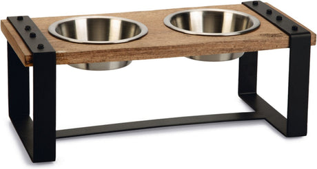 Designed by Lotte Karinto Hundefutternapf – Tafelservice – Hundefutternapf Trinknapf – Holz Metall – 2x650ml – Größe m