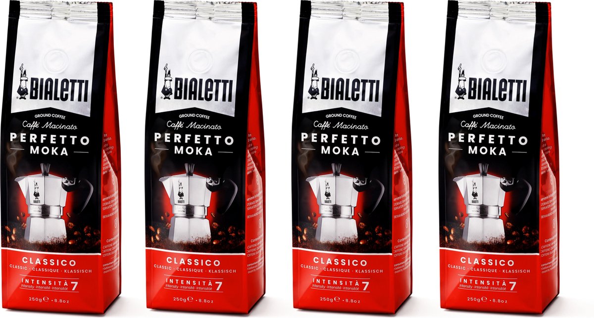 Bialetti Moka Classico gemahlener Kaffee – 4 x 250 Gramm