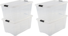 Iris topbox opbergbox - 45l - kunststof - transparant zwart - set van 4