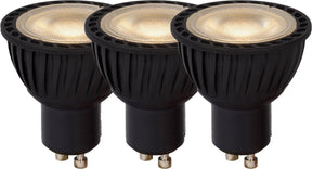 Lucide MR16 – LED-Lampe – ø 5 cm – LED dimmbar – GU10 (MR16) – 3 x 5 W 3000 K – Schwarz – 3er-Set
