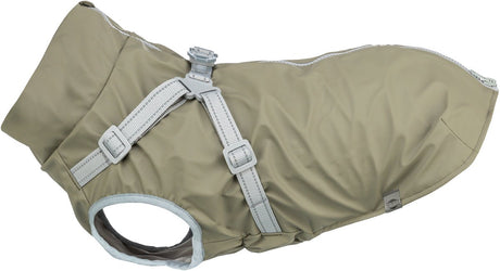 Trixie regenjas hond - waterdicht olijfgroen 24cm - reflecterende elementen, tuig inclusief