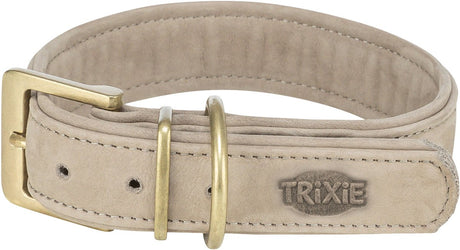 Trixie Hundehalsband reines Leder hellgrau