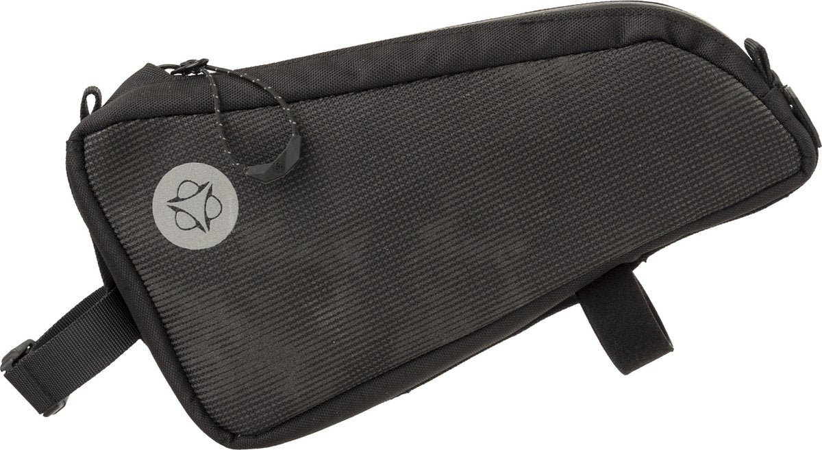 Agu venture - frametas - top tube bag - fietstas met reflectie - 0.7l - waterafstotend gerecycled polyester - met mesh vakjes en vakverdeler - zilver