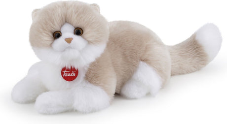 Trudi - klassische Kuschelkatze Giada 47 cm - handgefertigt in Italien - weicher Plüsch - Kuscheltier für Jungen und Mädchen - weiß grau - 20x20x47 cm Größe m