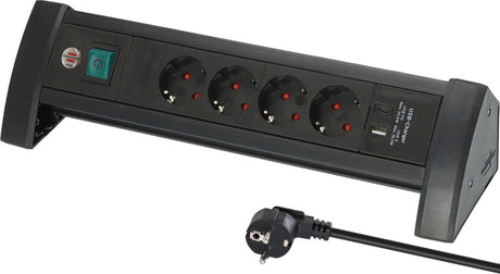 Brennerstuhl Premium Office-Line Steckdosenleiste mit 4 Steckerleisten mit USB C PD 30W und USB A 18W (Made in Germany, Verteilerkasten mit 1,8m Kabel und Schalter, Steckdosenleiste ideal für den Schreibtisch)