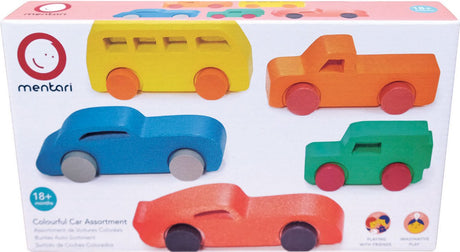 Mentari-Fahrzeuge – Autos – 5 Stück – Holz – 18 Monate