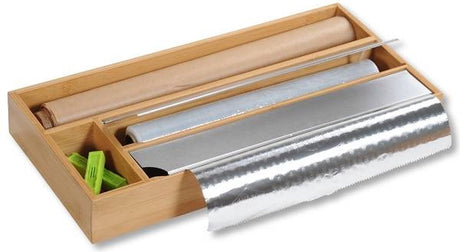 Kesper fsc® Küchenfolienspender für 2 Folienrollen – mit 2 Ablagefächern – Küchenschubladen-Folienspender für Aluminium – Haushaltsfolie