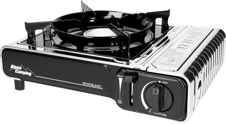 Alpen Camping - Gaskocher 2,2 kW mit Gaskocherkreuz | Campingkocher - Gasverbrauch 160 g h Piezozündung