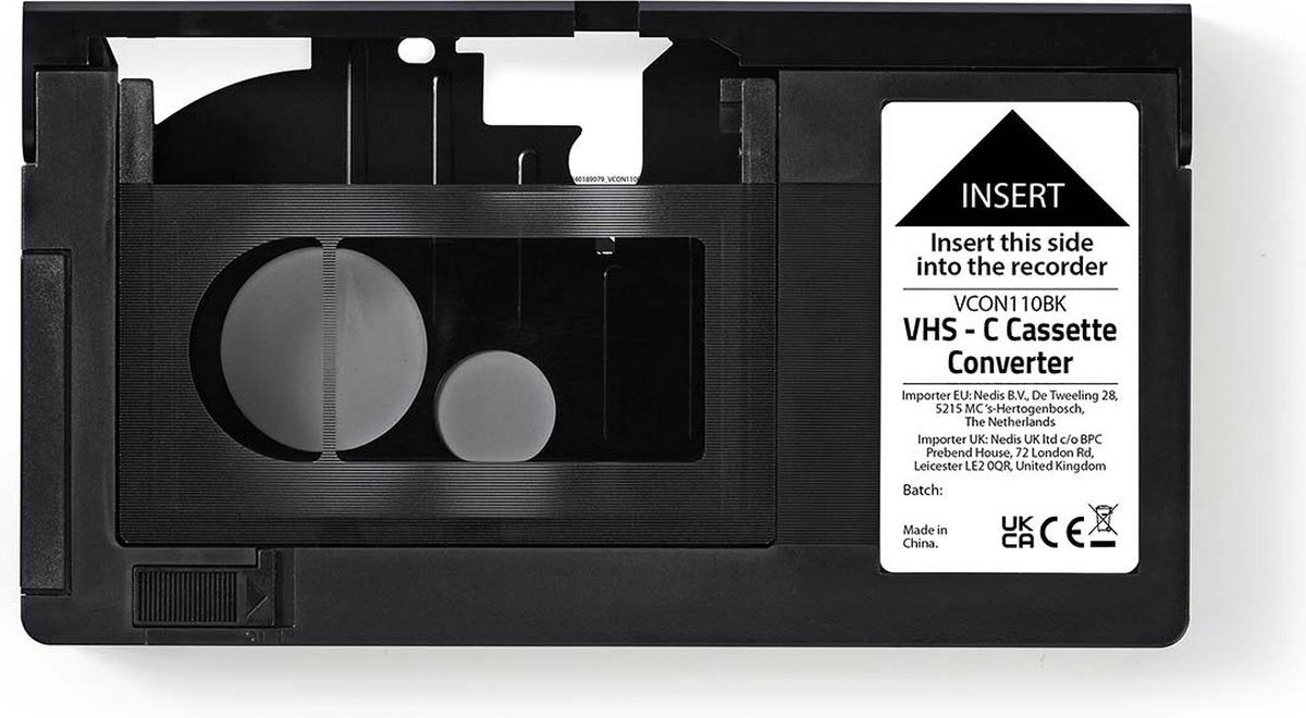Nedis VHS-C-zu-VHS-Konverter – Plug-and-Play – batteriebetrieben – Schwarz