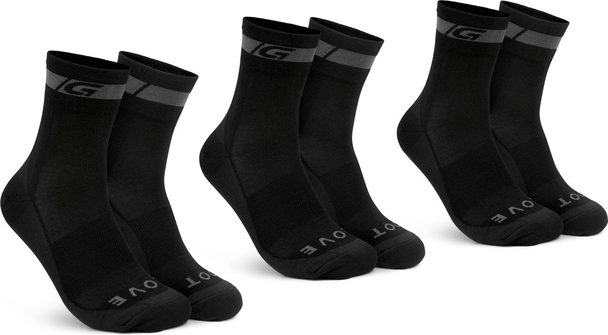 Gripgrab - Merino Regular Cut 3er Pack Radsocken 3 Paar Radsocken - Schwarz - Unisex - Größe L (44-47)