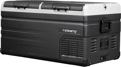 Steamy -e dual zone elektrische compressor koelbox - dual zone - 90 liter - 12v en 230v - voor auto en camping - frigobox - zwart