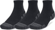 Under armour ua performance tech 3pk qtr-blk unisex sportsokken - zwart - jet grijs 36-42