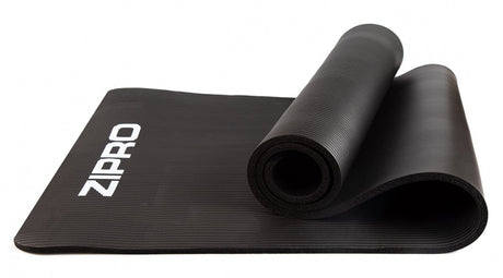Zipro ® trainingsmat - 180x60x1 cm - nbr-schuim - vochtbestendig veerkrachtig - met transportgreep - zwart
