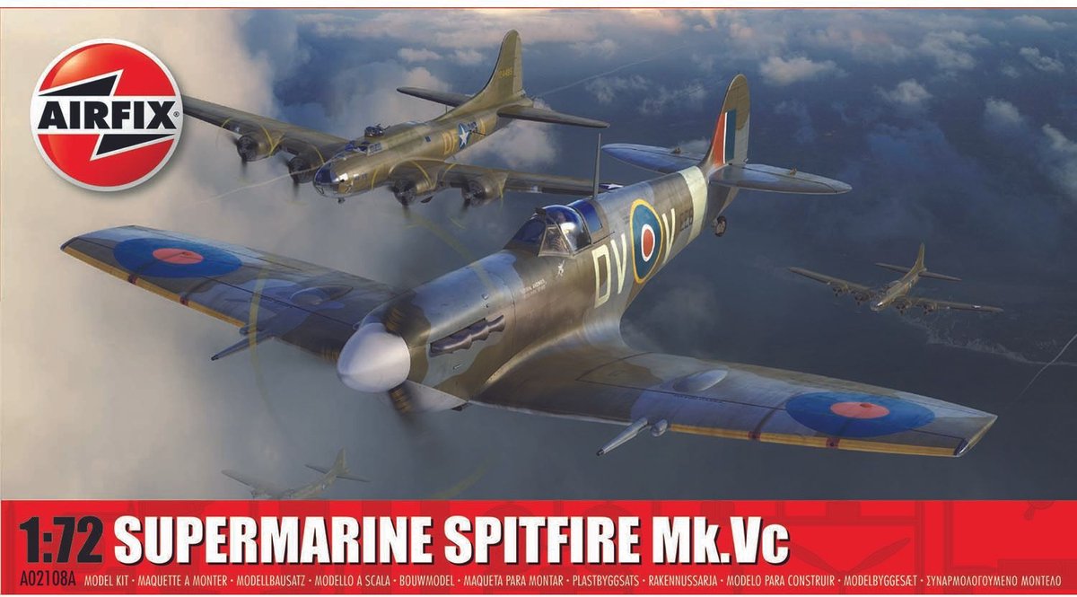 Airfix Modellbausatz Militärfahrzeuge – 02108a Supermarine Spitfire MK.VC Flugzeug Kunststoff – 1:72 – Modellbau