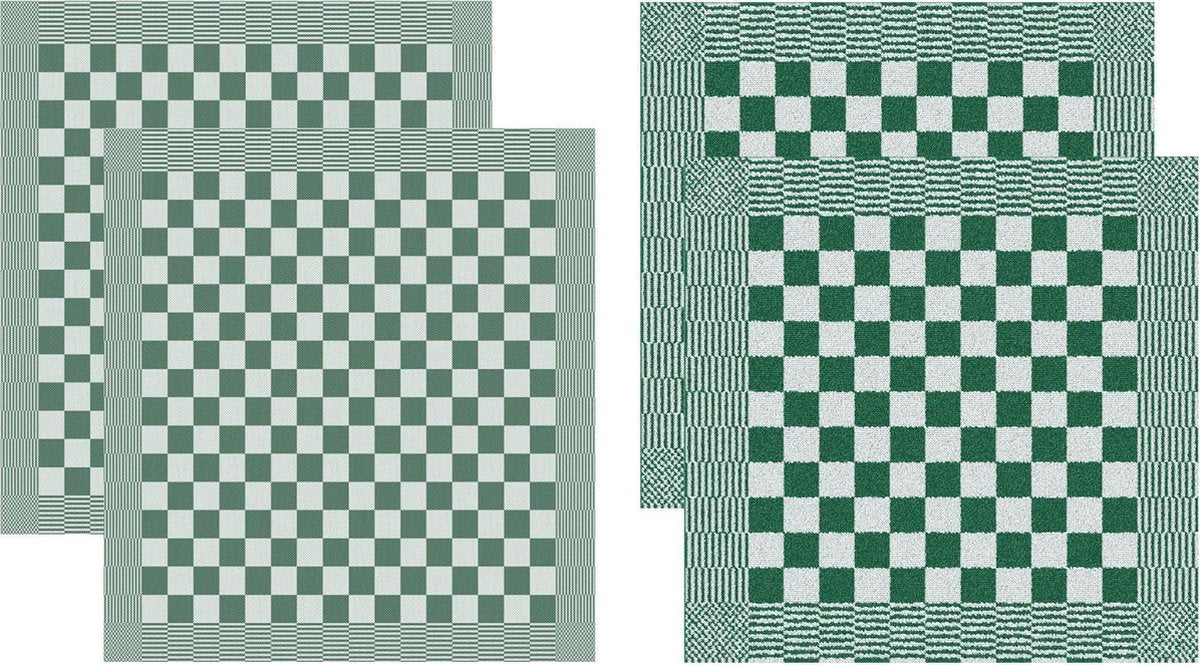 Ddddd - barbeque - theedoeken en keukendoeken - set van 4 stuks - jacquard geweven - geruit - groen
