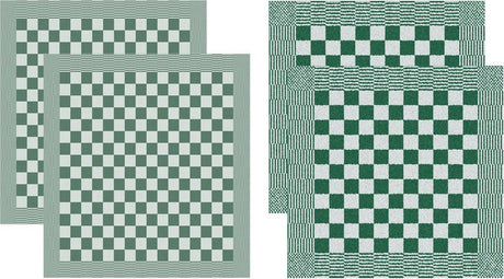 Ddddd - barbeque - theedoeken en keukendoeken - set van 4 stuks - jacquard geweven - geruit - groen