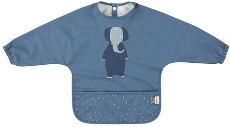 Trixie waschbares Lätzchen mit Ärmeln – mrs. Elefant - Lätzchen für Kinder - 100 % recyceltes Polyester - leicht zu reinigen - blau