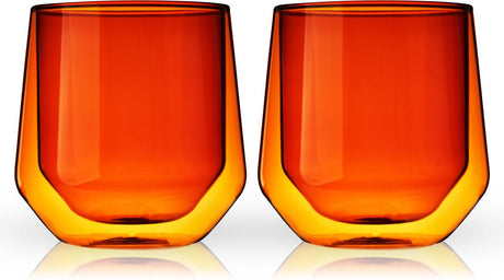 Viski Aurora Becher – doppelwandig – Glas – 266 ml – 2 Stück – Bernstein