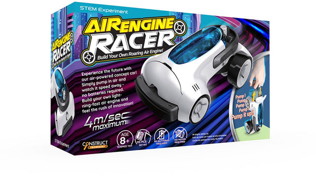 Construct and create construct create air engine racer – lucht aangedreven bouwpakket zonder batterijen – stem speelgoed voor kinderen 8+