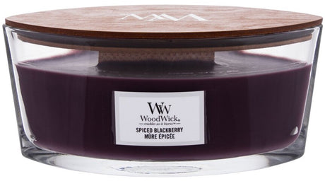 Woodwick Heartwick Flame Ellipse Duftkerze – Gewürzte Brombeere – 50 Brennstunden