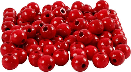 Creativ Company Holzperlen, D 8 mm, Lochgröße 2 mm, ca. 80 Stück, rot, 15 g 1 Box