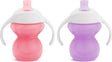 Munchkin drinkbeker 2-pack - click lock bite proof trainer cup - bijtbestendige drinkbeker voor baby's - overgangsbeker - vanaf 6 maanden - beker met handgrepen - 207ml - paars roze