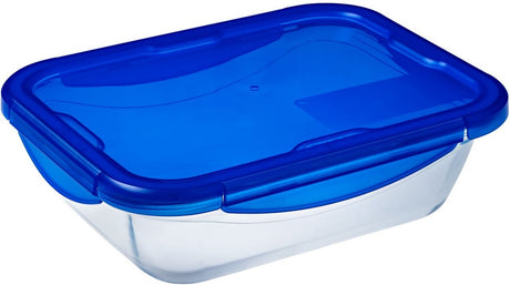 Pyrex - Cook Go Schüssel rechteckig mit Deckel 2-teilig - transparent - blau - Borosilikatglas - Polypropylen - Silikon