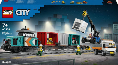 Lego ® city containertrein met kraan en vrachtwagen - treinbouwset voor kinderen - 4 vrachtcontainers en werkende functies - cadeautip voor jongens en meisjes vanaf 7 jaar - 60509