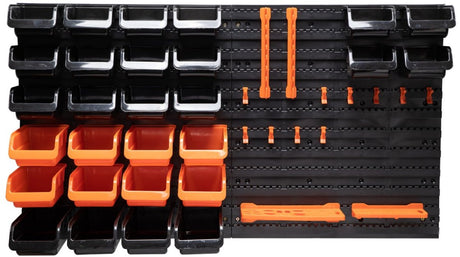 Black+decker Werkzeugtafel mit Ablagefächern und Kleiderbügeln – 98 x 23 x 43 cm – 43 Teile – Werkzeugwand
