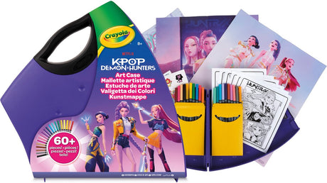 Crayola k-pop demon hunters art case – kleur- en stickerkit met 40+ stuks, creatief cadeau voor kinderen en tieners, reisactiviteit, 8+ jaar