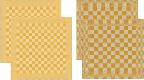 Ddddd - barbeque - theedoeken en keukendoeken - set van 4 stuks - katoen - geruit - 60x 65 cm 50x55 cm - geel