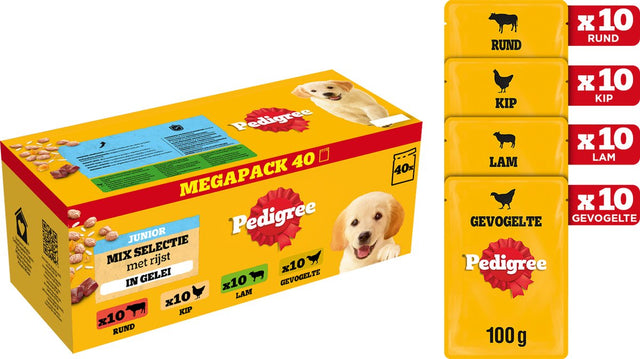 Pedigree Junior-Hundefutter – Mischungsauswahl in Gelee – Mahlzeitenbeutel – 40 x 100 g
