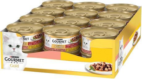 Gourmet Gold Fine Snacks – Katzenfutter Nassfutter – Lachs Huhn – 24 x 85 g