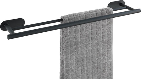 Wenko turbo-loc® dubbele handdoekhouder orea duo rvs zwart mat 60cm breed - handdoekrek - bevestigen zonder boren - zelfklevend