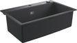 Grohe k700 composiet spoelbak - 78cm - inbouw - met overloop en automatische afvoer - granite black