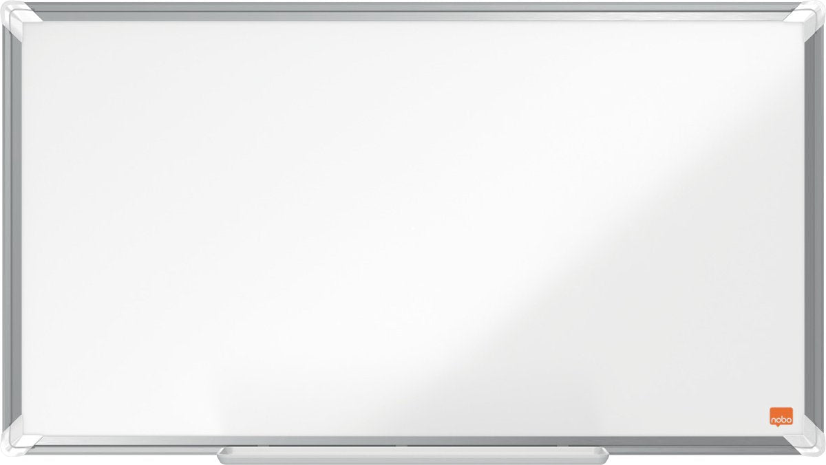 Nobo Premium Plus Breitbild-Magnet-Whiteboard aus Stahl – mit Stiftablage – inklusive Whiteboard-Marker – 710 x 400 mm