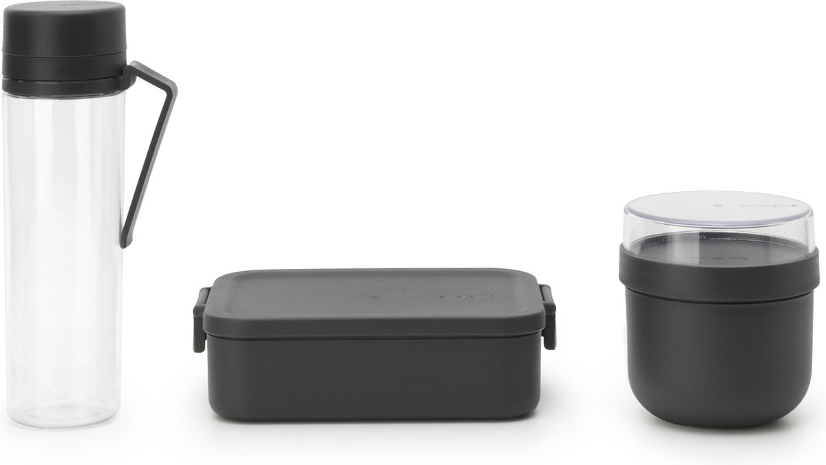 Brabantia Make Take Frühstücks- und Mittagsset – 3-teilig – Kunststoff – dunkelgrau