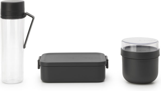 Brabantia Make Take Frühstücks- und Mittagsset – 3-teilig – Kunststoff – dunkelgrau